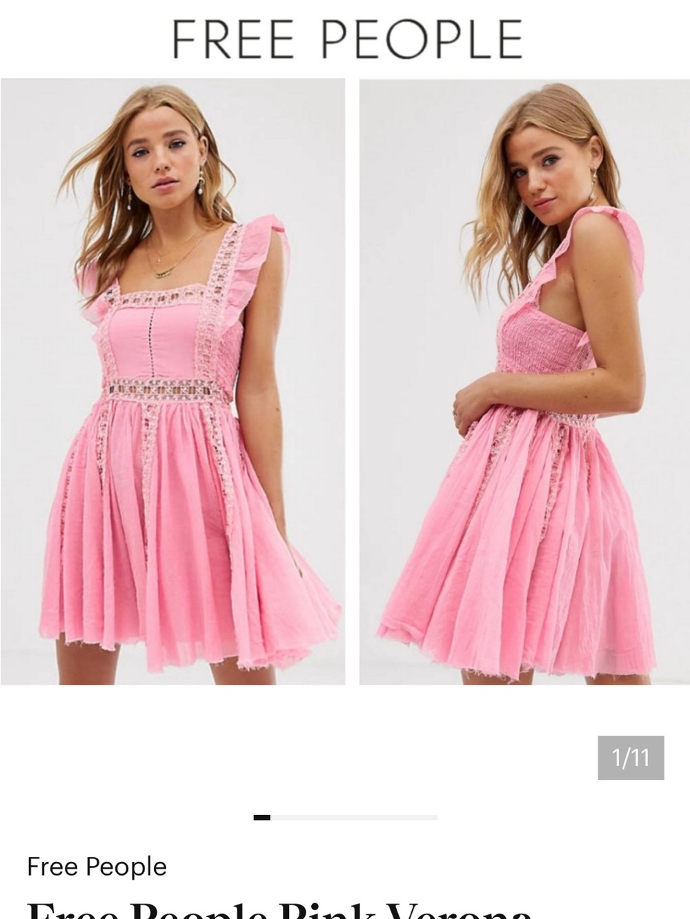 Free People Pink Ruffle-Strap Mini Dress